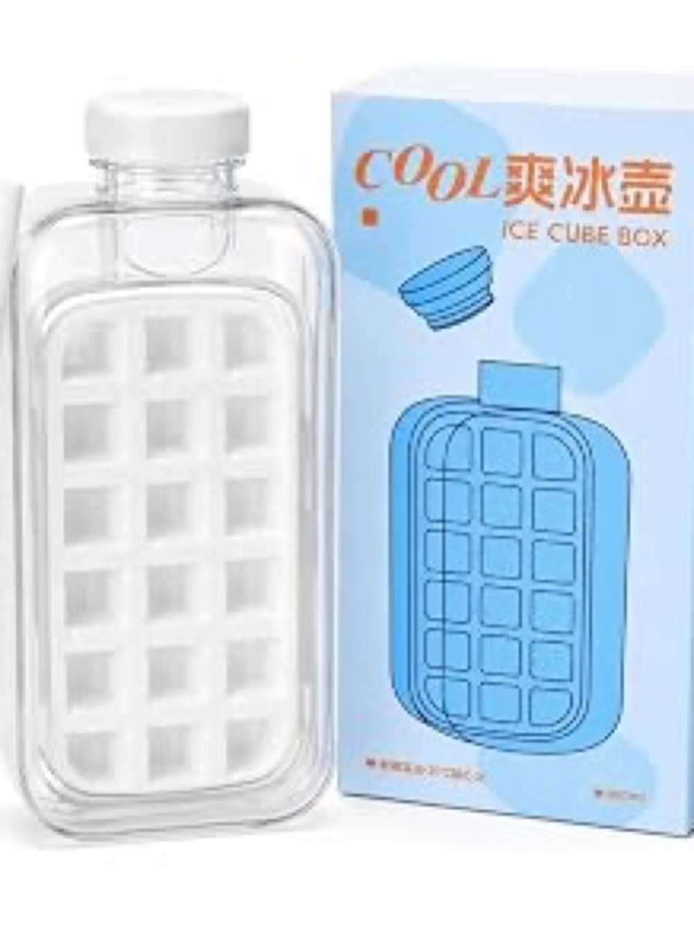 Clear White Ice Cube Tray Bottle - Portable Ice Mold